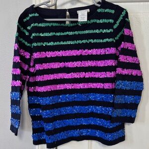 J. Crew Crewcuts Kids Sequin Striped Sweater - Pink, Green, Blue girls size 8